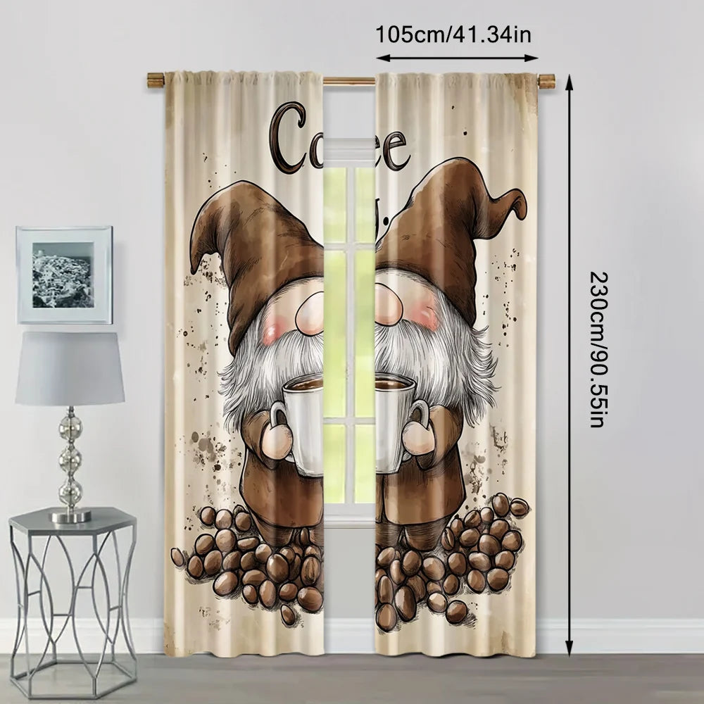 Rideaux filtrants gnome café, 2 pièces, polyester polyvalent salon/chambre