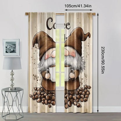 Rideaux filtrants gnome café, 2 pièces, polyester polyvalent salon/chambre