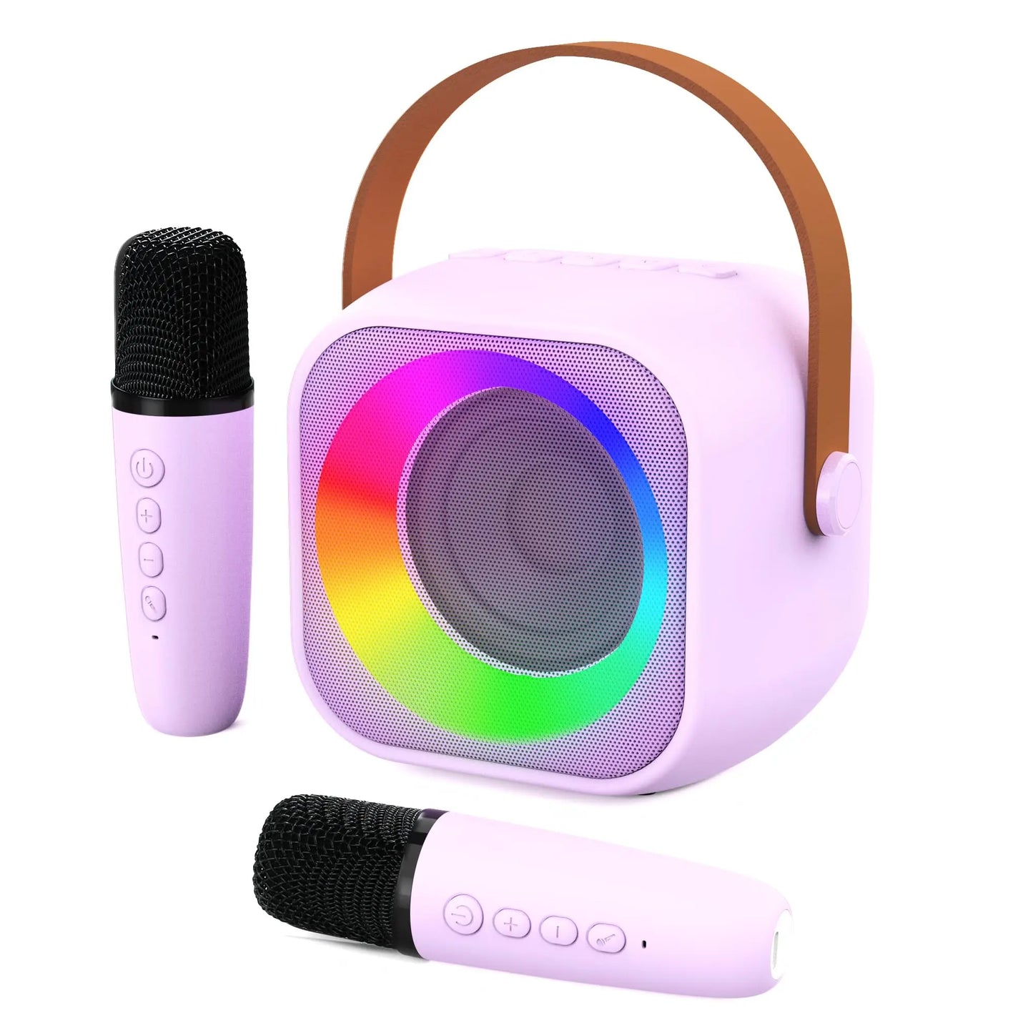 Mini machine karaoké Bluetooth enfants K12, portable avec 2 micros sans fil.