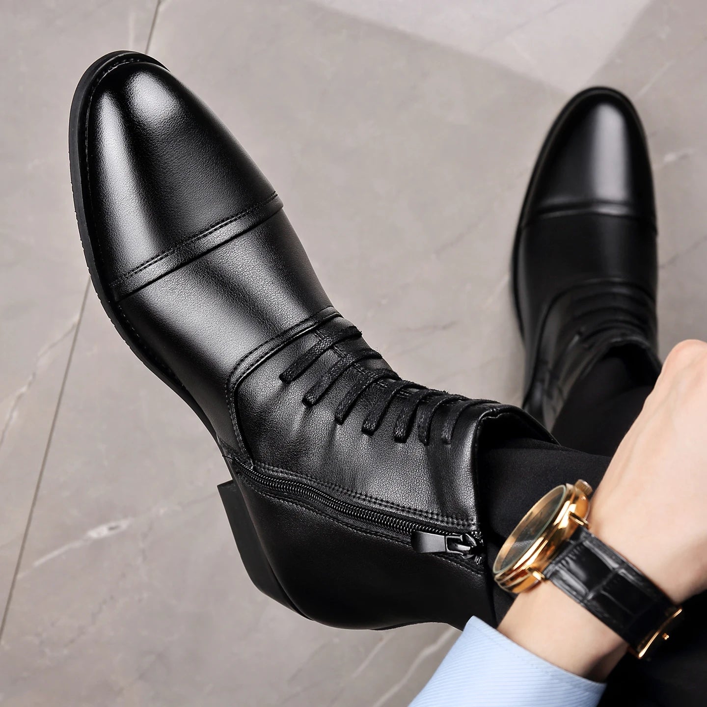 Bottes Chelsea homme cuir hiver - velours thermique, doublure coton