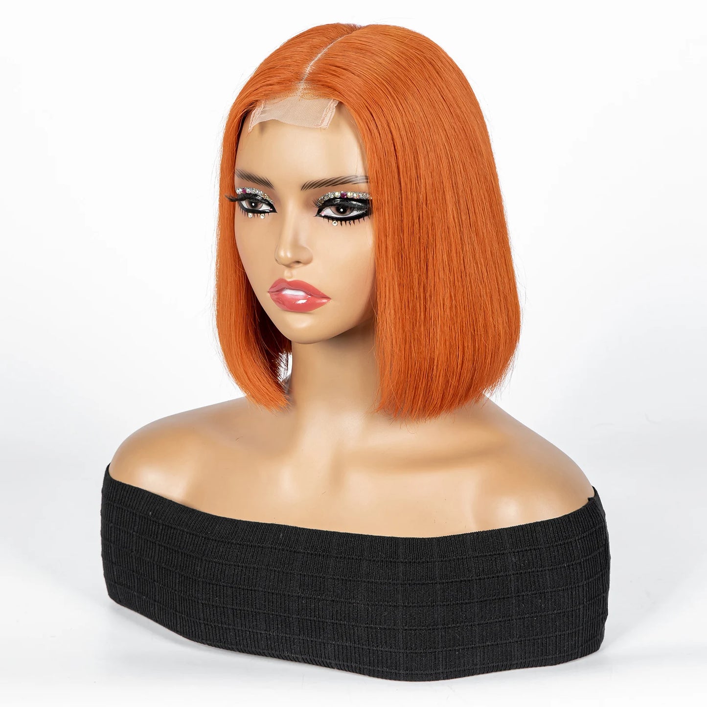 Perruque Bob courte droite colorée – cheveux humains 100%, dentelle 2x6 transparente, densité 250%