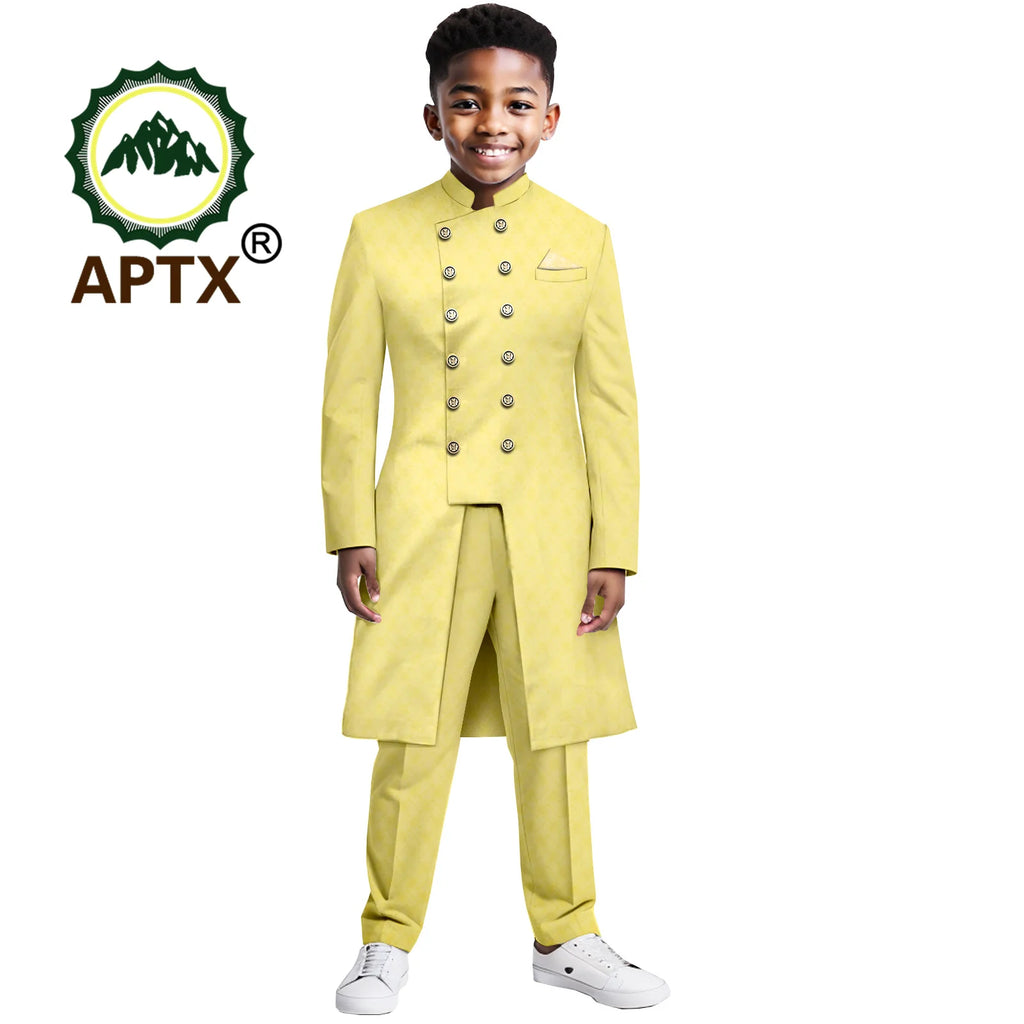 Ensemble garçon africain – Tenue traditionnelle 2 pièces, veste et pantalon, robe formelle pour fête et mariage