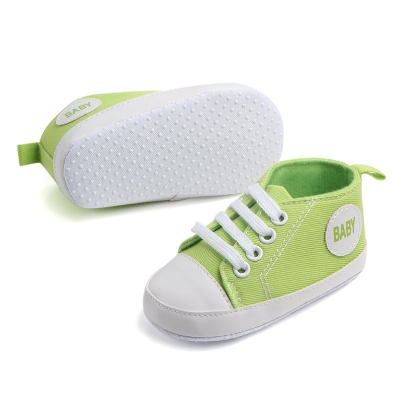 Chaussures bébé fille 0‑18M – baskets montantes en toile, antidérapantes, premiers pas