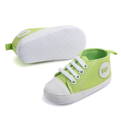 Chaussures bébé fille 0‑18M – baskets montantes en toile, antidérapantes, premiers pas