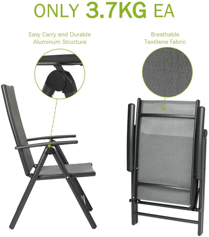 Lot de 2 chaises de jardin pliantes, dossier 7 positions, charge 150 kg .