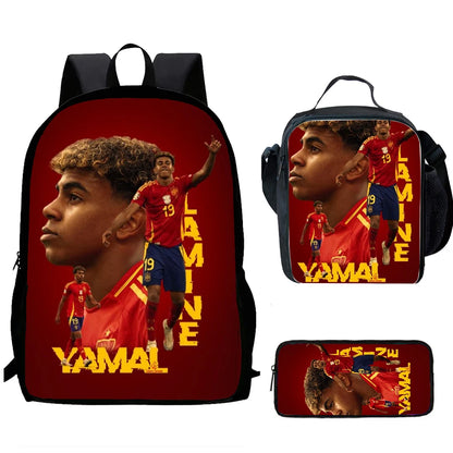 Sac à dos football Lamine Yamal, enfant, 1/3 pièces : sac d’école, sac déjeuner, trousse .
