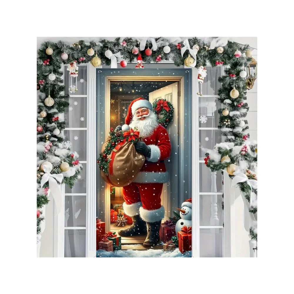 Décoration de Porte Noël – Housse Père Noël et Snowman