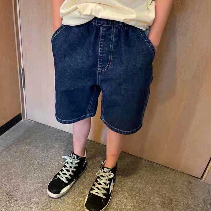 Jeans enfants garçons et filles – Shorts denim stretch coréen – Pantalons déchirés tendance adolescents – Vêtements denim confortables