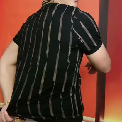 T-shirt Été Homme Cardigan Fermeture Éclair – Manches Courtes, Col Rond, Pull Haut Fin, Mode Tendance Nouvelle Collection