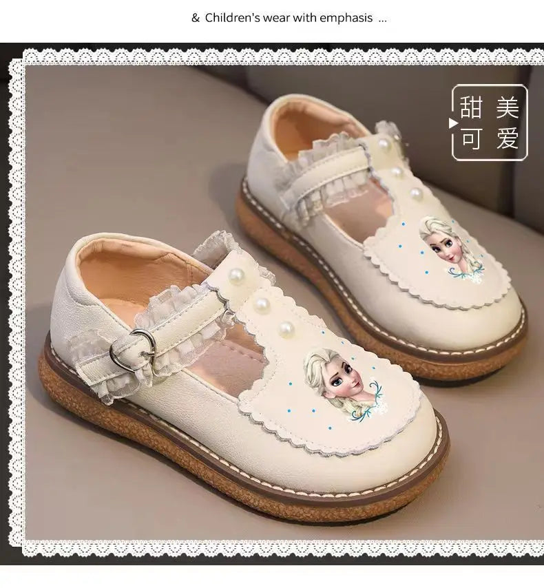 Chaussures fille Disney cuir souple printemps, princesse, semelle antidérapante, style Lolita.