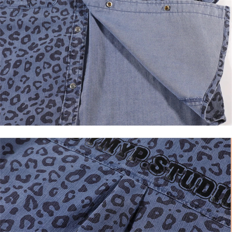 Ensemble été garçon 5‑14 ans – léopard, chemise + short denim