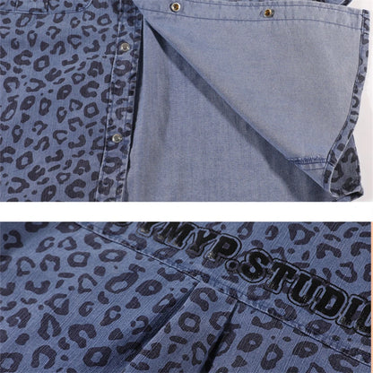 Ensemble été garçon 5‑14 ans – léopard, chemise + short denim