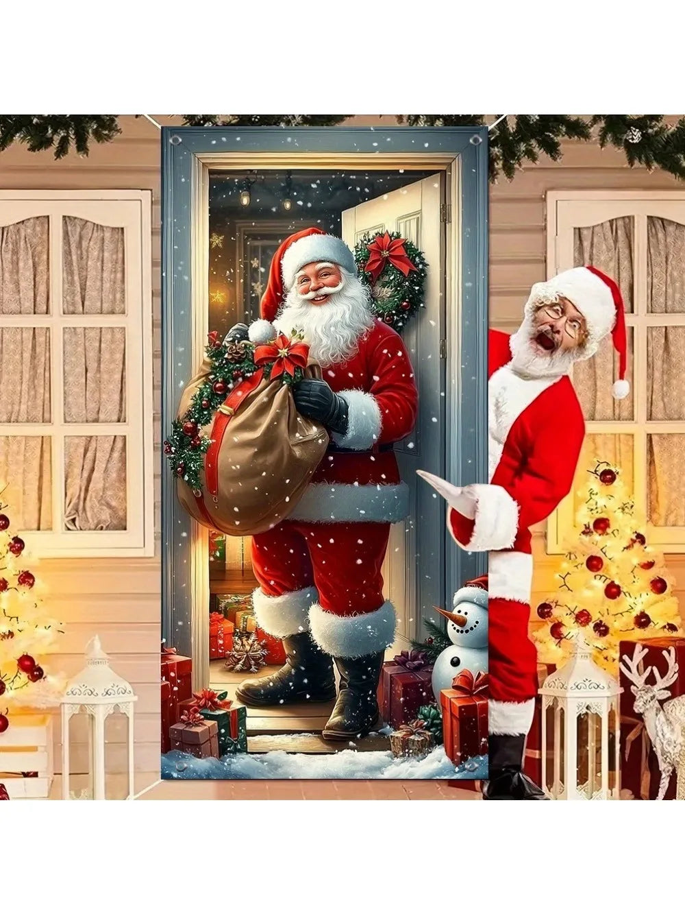 Décoration de Porte Noël – Housse Père Noël et Snowman