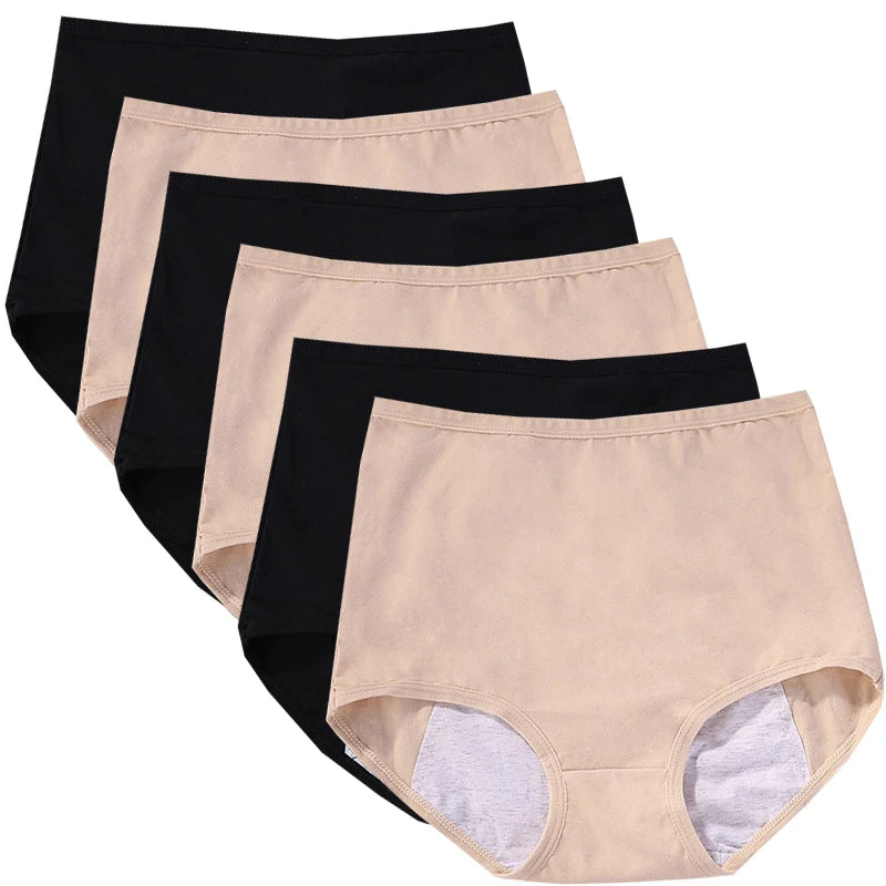 Lot 6 pièces culottes menstruelles taille haute – Sous-vêtements anti-fuite en coton