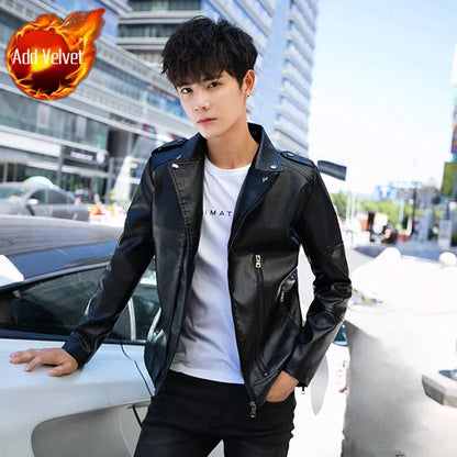 Blazer homme slim fit en cuir, style coréen, simple boutonnage, décontracté luxe .