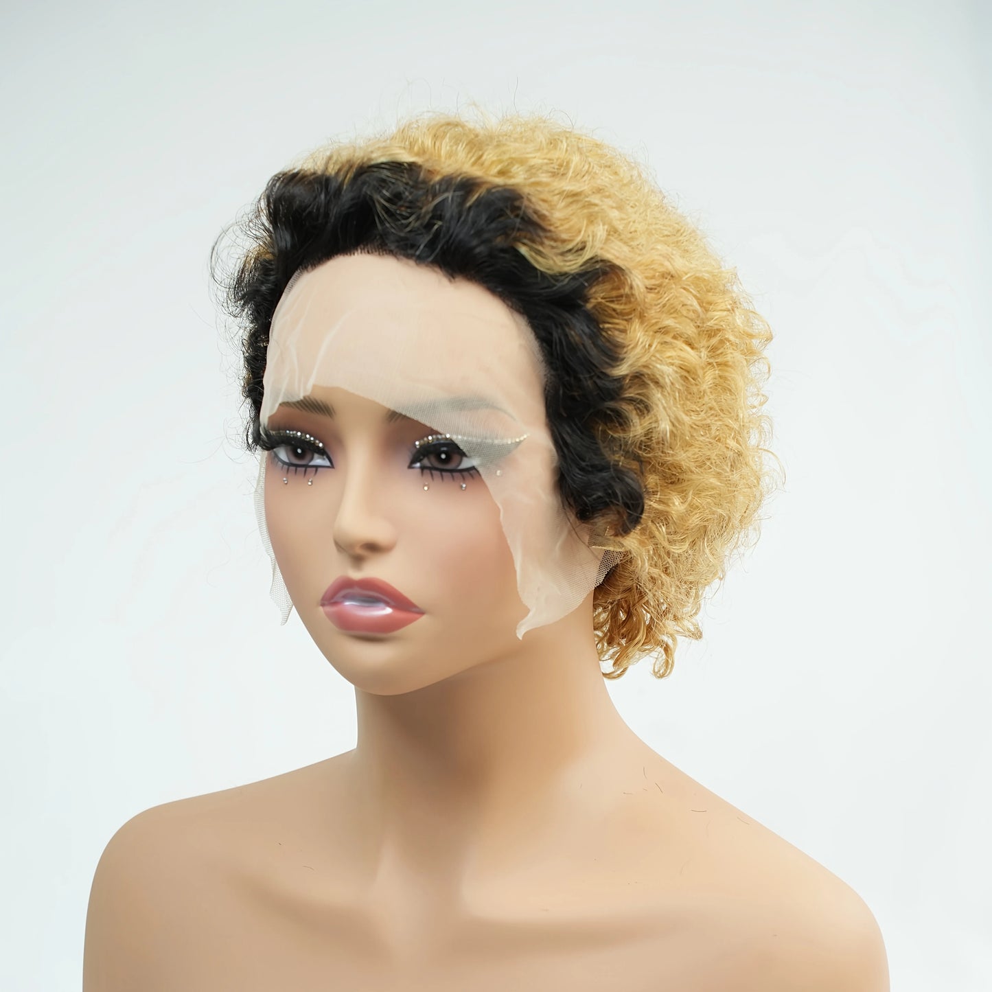 Perruque Pixie Bouclée 13x1 Lace Front – 100% Cheveux Humains Brésilien Remy, Transparent, Coupe Lutin, Perruque Bouclée Prête à Porter pour Femmes Noires