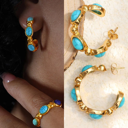 Boucles d'oreilles Boho chic en pierre turquoise – Cadeau idéal femme