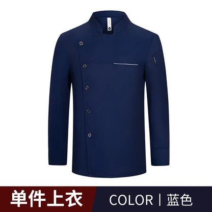 Uniforme Chef Hôtel Homme – Veste de Chef, Tablier à Manches Longues, Manteau de Cuisinier Restaurant, T-shirt Tenue Professionnelle, Uniforme Serveur, Vêtement de Travail