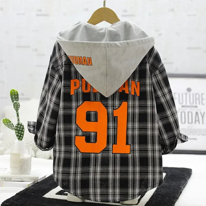 Chemise à carreaux garçon à manches longues printemps automne (4–14 ans)