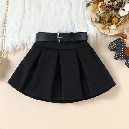 Ensemble fille 3 pièces automne/hiver – robe + ceinture + chapeau (2‑8 ans)