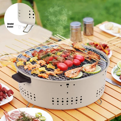 Grill de barbecue portable coréen en acier inoxydable, poêle fendue antiadhésive, support rond pour camping barbecue en plein air