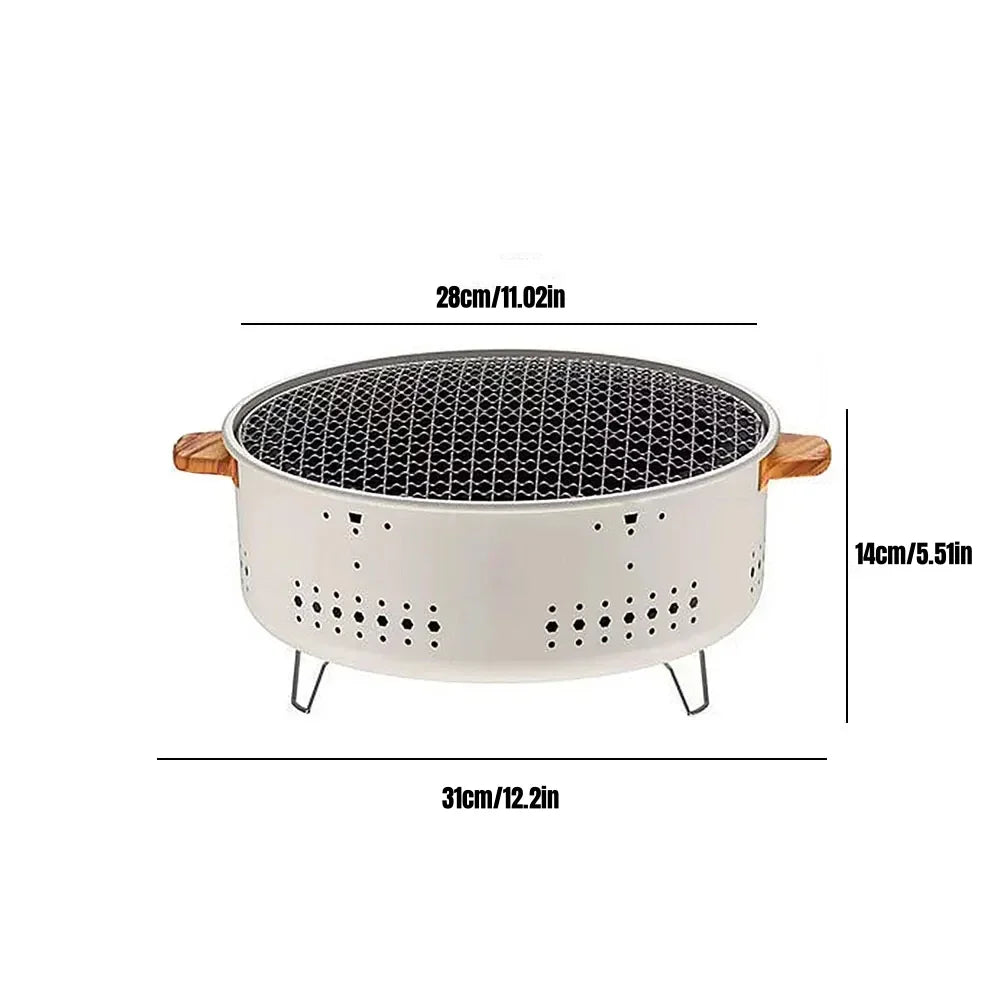 Grill de barbecue portable coréen en acier inoxydable, poêle fendue antiadhésive, support rond pour camping barbecue en plein air