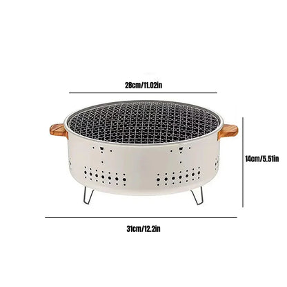 Grill de barbecue portable coréen en acier inoxydable, poêle fendue antiadhésive, support rond pour camping barbecue en plein air