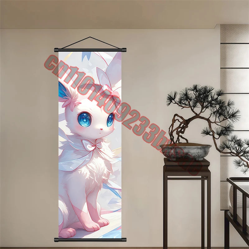 Peinture artistique Pokémon classique japonais – Pikachu, Gengar, Mewtwo – Décoration murale chambre à coucher haute qualité