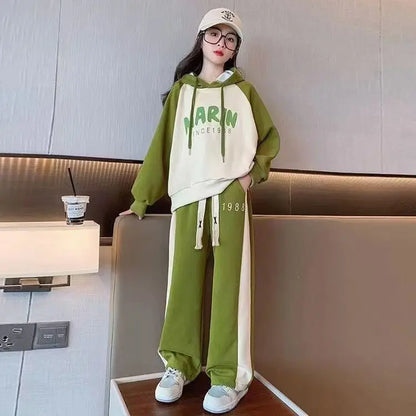 Ensemble bébé fille coréen 2 pièces 4-15 ans, style printemps, tendance oversize .