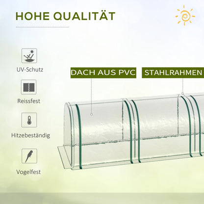 Serre de jardin tunnel Outsunny 295x100x80 cm avec 3 portes zippées, cadre en acier et bâche PVC imperméable et résistance aux UV
