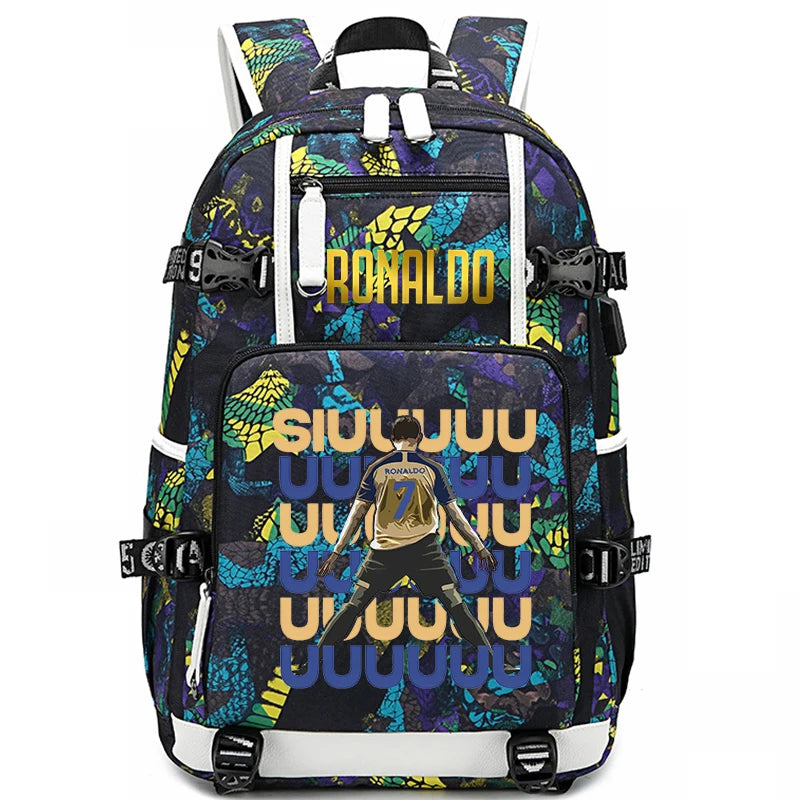 Sac d'école imprimé Ronaldo pour enfants, sac à dos pour étudiant, sac de voyage extérieur.