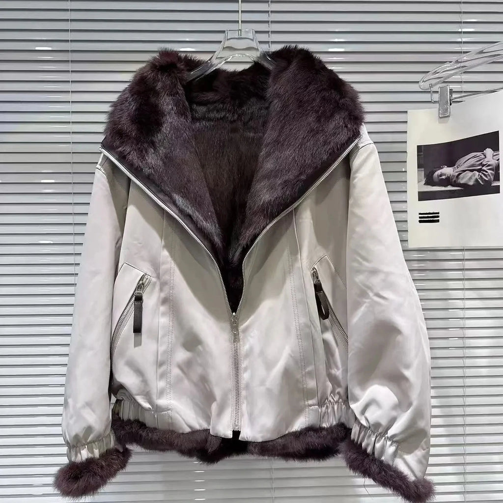 Manteau Court Femme – Fourrure Double Face Hiver