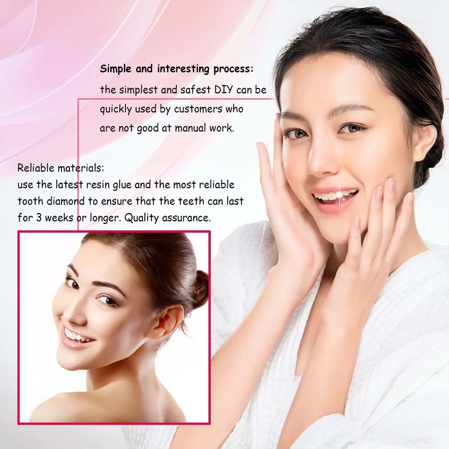 Kit gemme dentaire IMADIY, diamant blanc, facile à poser et enlever.