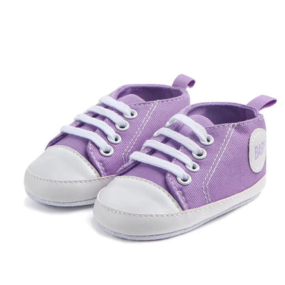 Chaussures bébé fille 0‑18M – baskets montantes en toile, antidérapantes, premiers pas