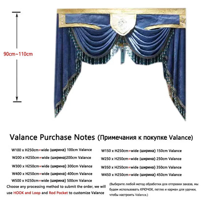 Rideau Brodé Luxe – Chenille, Style Européen, Avec Cantonnière .