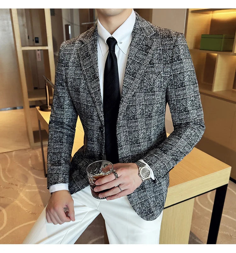 Blazer homme luxe à carreaux, Slim Fit, style britannique – Mariage & affaires .