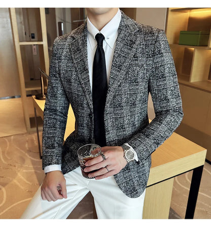 Blazer homme luxe à carreaux, Slim Fit, style britannique – Mariage & affaires .