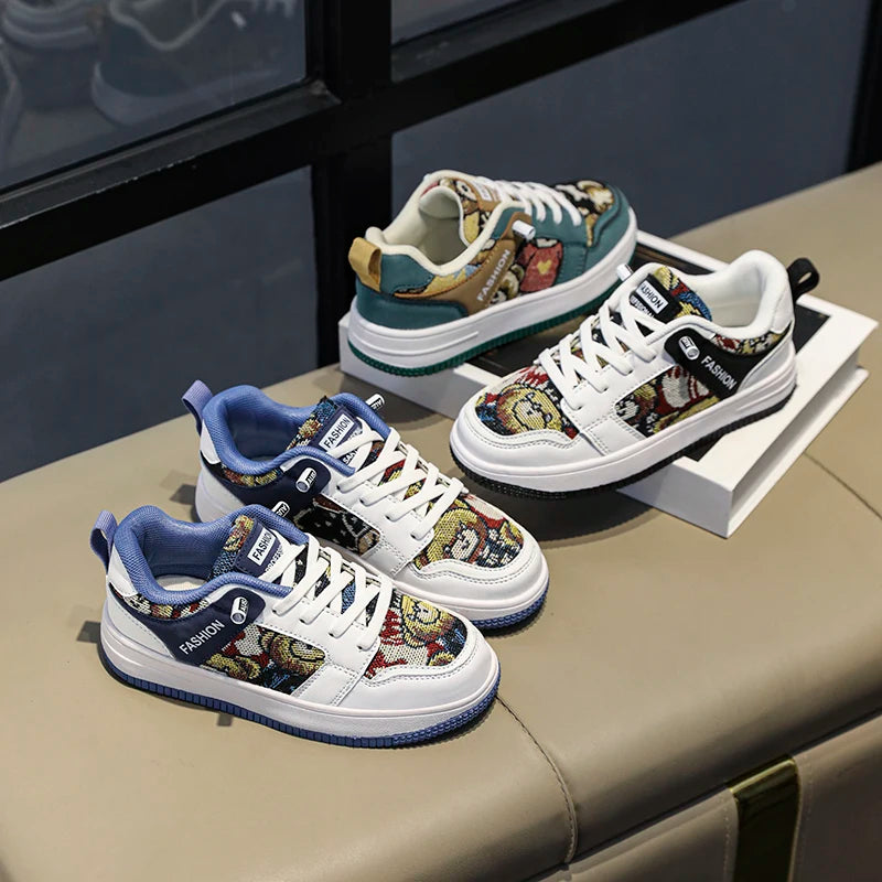 Baskets Basses Enfant Cuir PU Confortables – Chaussures École Garçons Filles Mode