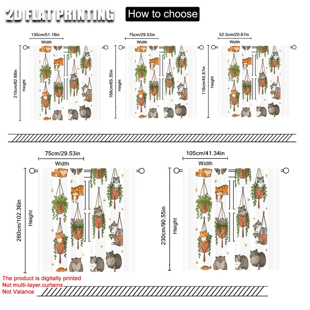 Lot 2 rideaux de scène 2D polyester, sans électricité, décor chat suspendu