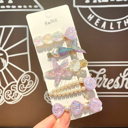 Pinces à Cheveux Bébé Fille – Ensemble 5 Pièces Sirène et Coquillage, Accessoires Mignons