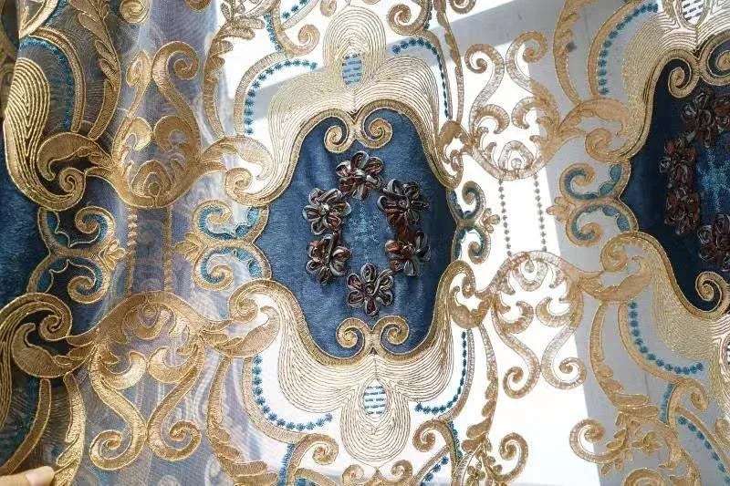 Rideau Brodé Luxe – Chenille, Style Européen, Avec Cantonnière .