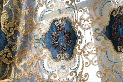 Rideau Brodé Luxe – Chenille, Style Européen, Avec Cantonnière .