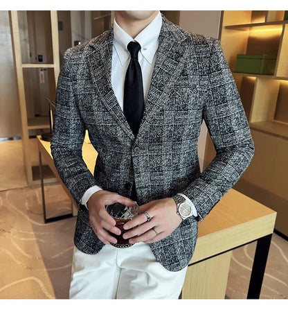 Blazer homme luxe à carreaux, Slim Fit, style britannique – Mariage & affaires .