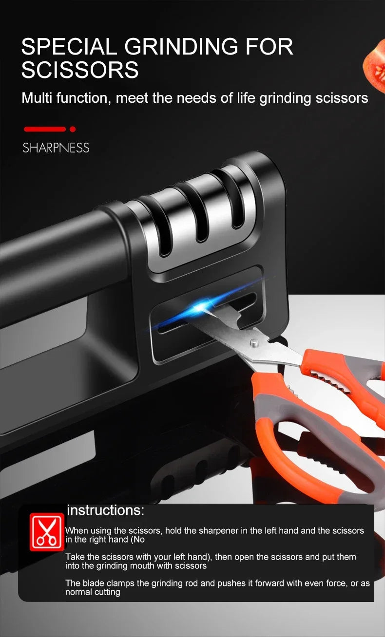 Affûteur manuel professionnel 3 étapes – carbure de tungstène & diamant, style japonais, couteaux/ciseaux de cuisine