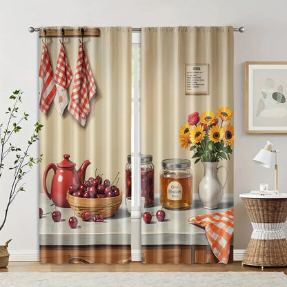 2 pièces rideaux contemporains 2D, tissu polyester durable, sans tige, polyvalents