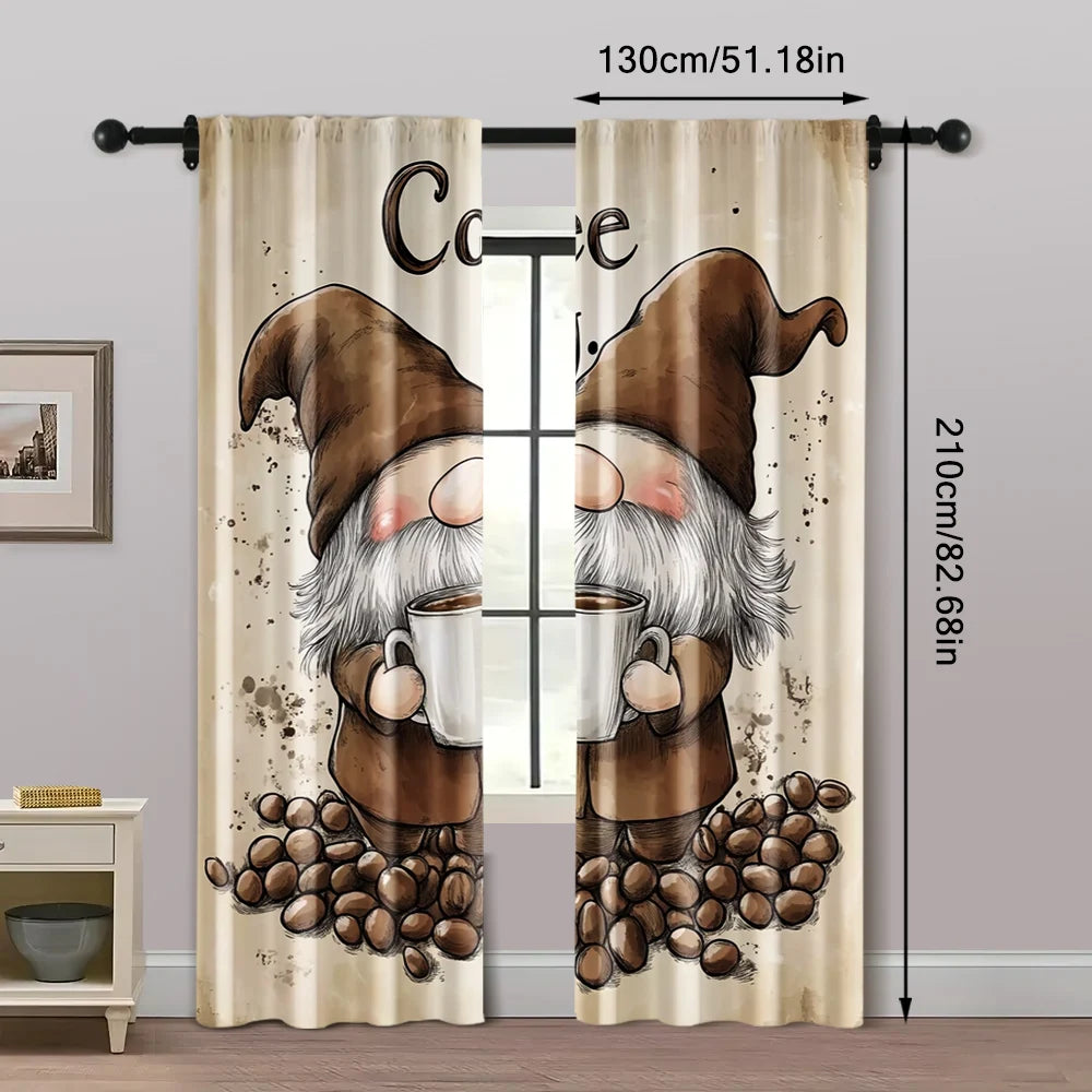 Rideaux filtrants gnome café, 2 pièces, polyester polyvalent salon/chambre