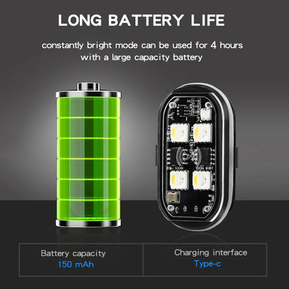 Lumières stroboscopiques LED sans fil, lumière d'ambiance de décoration de voiture, lumières Led rechargeables 8 couleurs, voyant d'avertissement Anti-Collision, 2/4 pièces