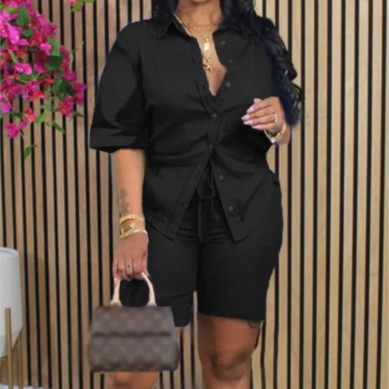 YIKOOLIN Ensemble Été Femme – Short Ample & Haut Uni, Tenue Décontractée Tendance