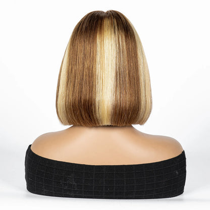 Perruque Bob courte droite colorée – cheveux humains 100%, dentelle 2x6 transparente, densité 250%
