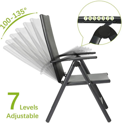Lot de 2 chaises de jardin pliantes, dossier 7 positions, charge 150 kg .